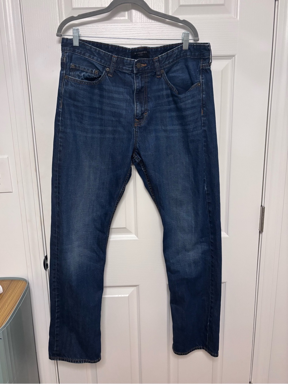 Banana Republic Men's Slim Straight Jeans in Dark Blue Denim